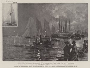 O fim da Copa do Imperador Alemão em Cowes, em 8 de agosto, vencida pelo Columbine de AF Fynn de Charles John de Lacy